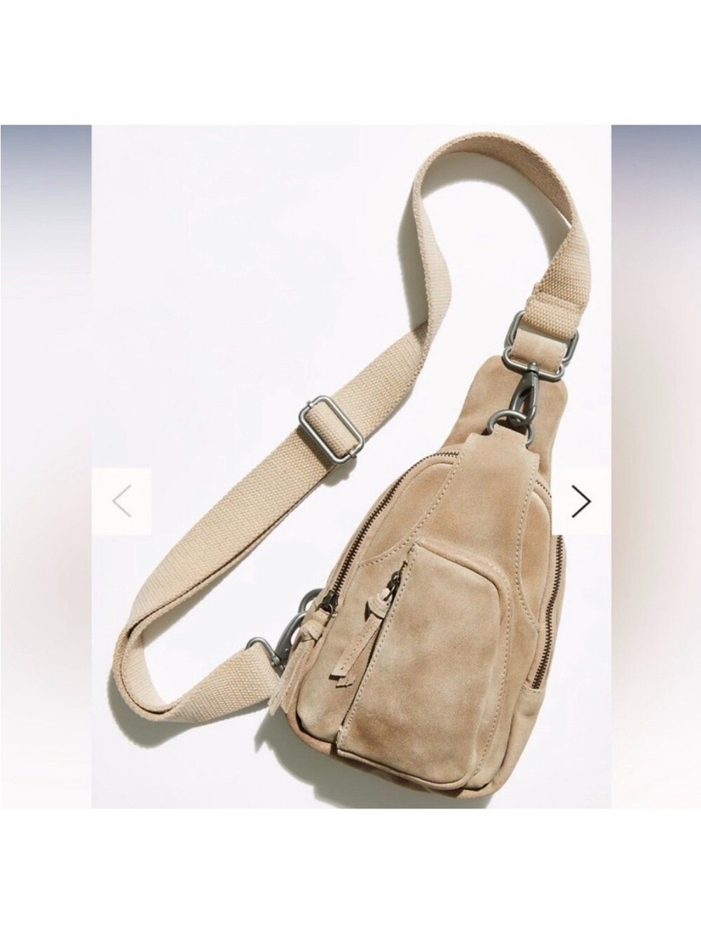 Free People Beige Suede Crossbody Sling Bag